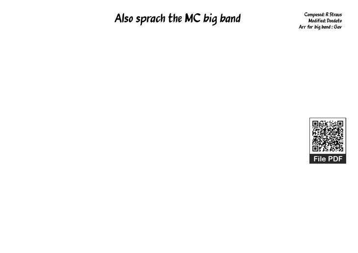 Page 1 of the piano sheet music PDF Piano - Also sprach the MC big band Piano by Composed: R Straus Modified: Doedato Arr for big band : Gav