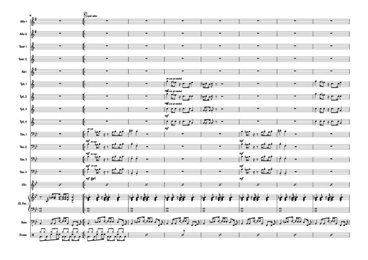 Page 7 of the piano sheet music PDF Piano - Also sprach the MC big band Piano by Composed: R Straus Modified: Doedato Arr for big band : Gav