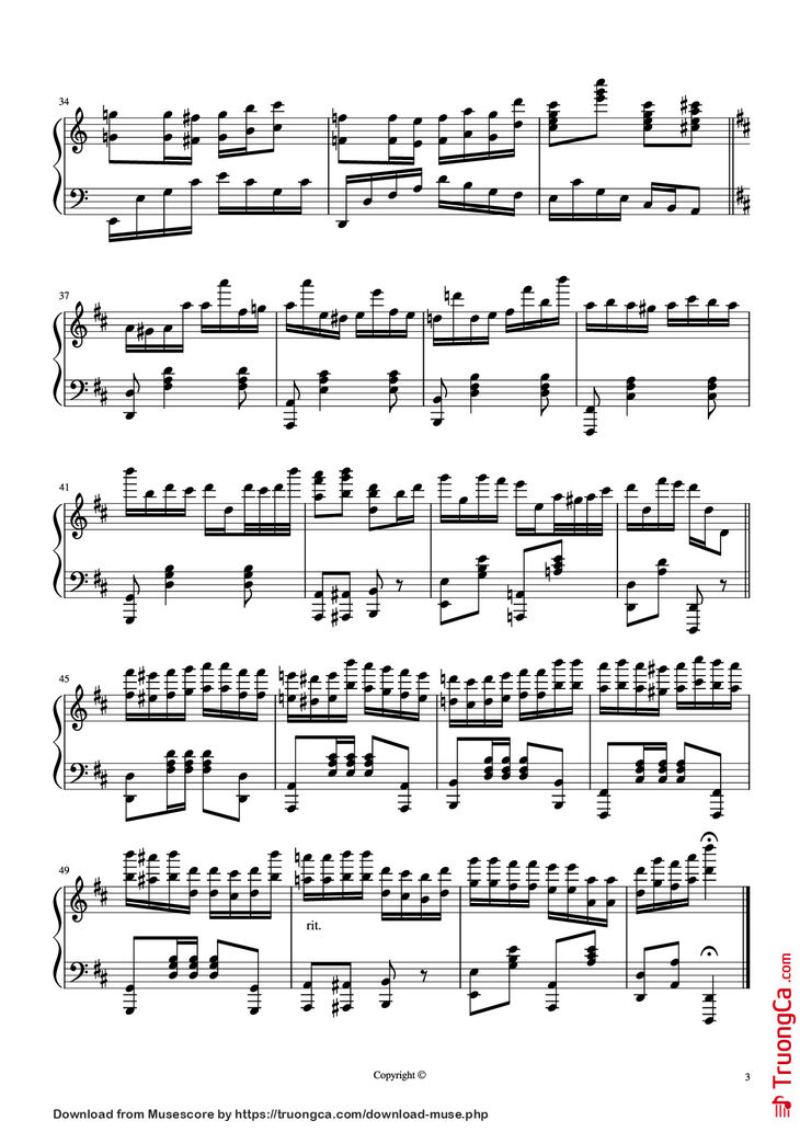 Page 3 of the piano sheet music PDF Piano - Ngày Xuân Long Phụng Sum Vầy Piano epic version by Hazel Nguyen