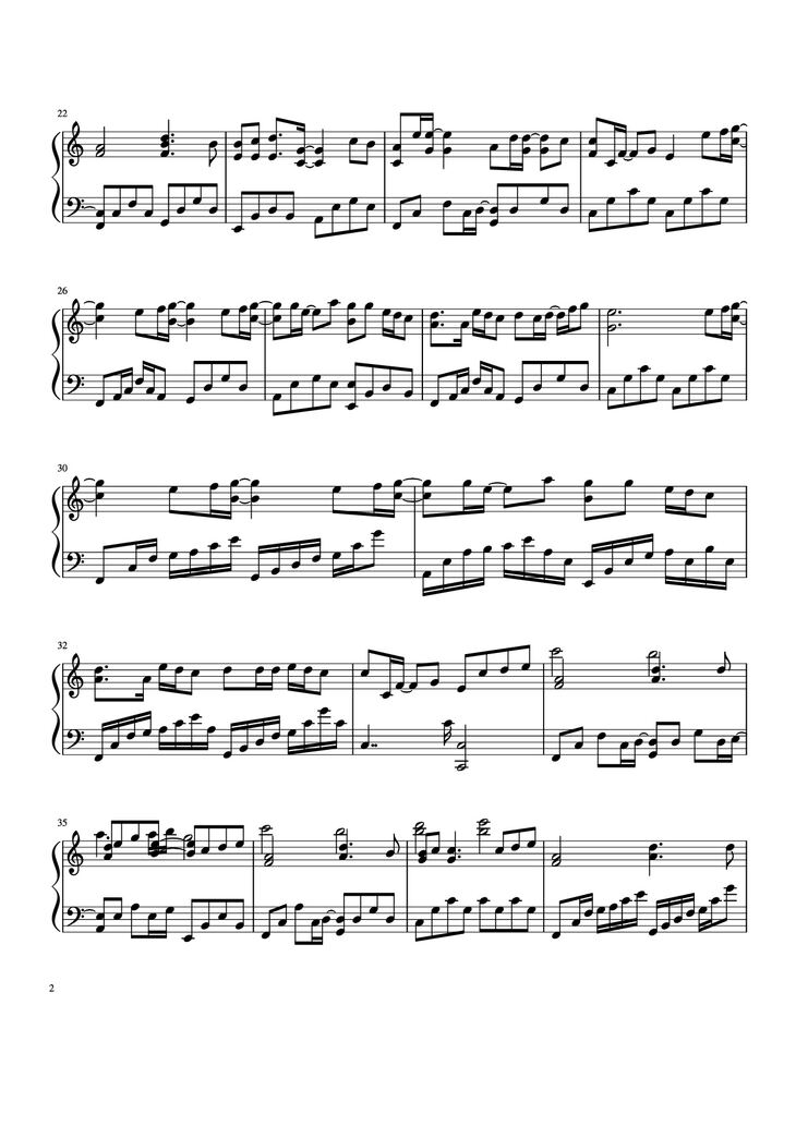 Page 2 of the piano sheet music PDF Piano - Nơi này có anh Piano by Sơn Tùng