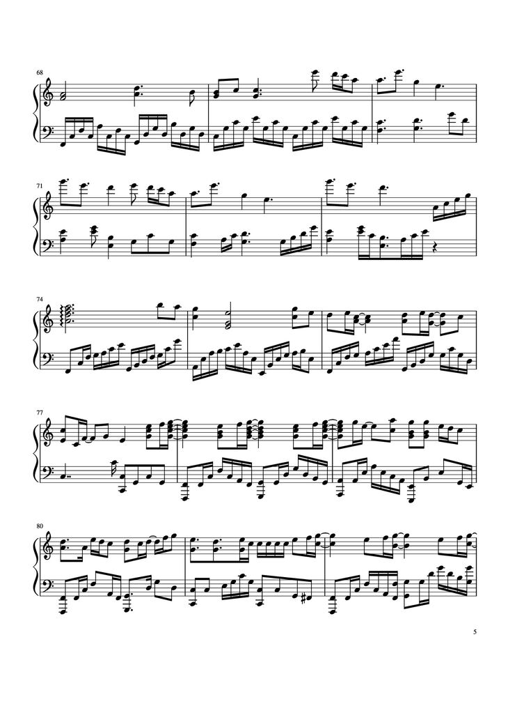 Page 5 of the piano sheet music PDF Piano - Nơi này có anh Piano by Sơn Tùng