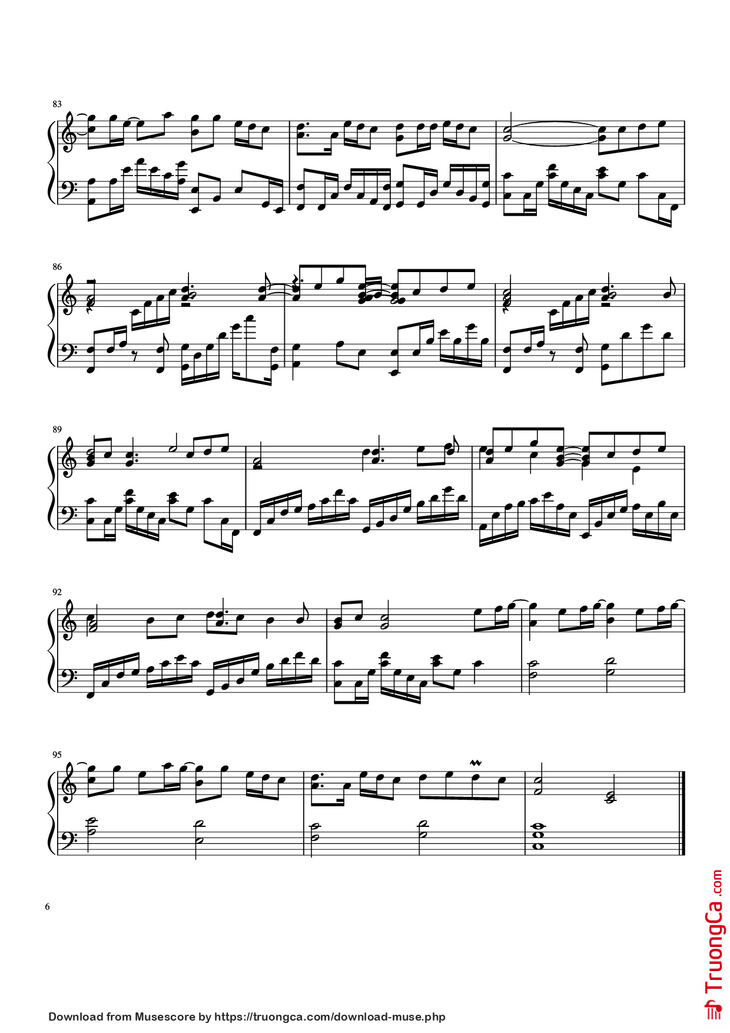 Page 6 of the piano sheet music PDF Piano - Nơi này có anh Piano by Sơn Tùng