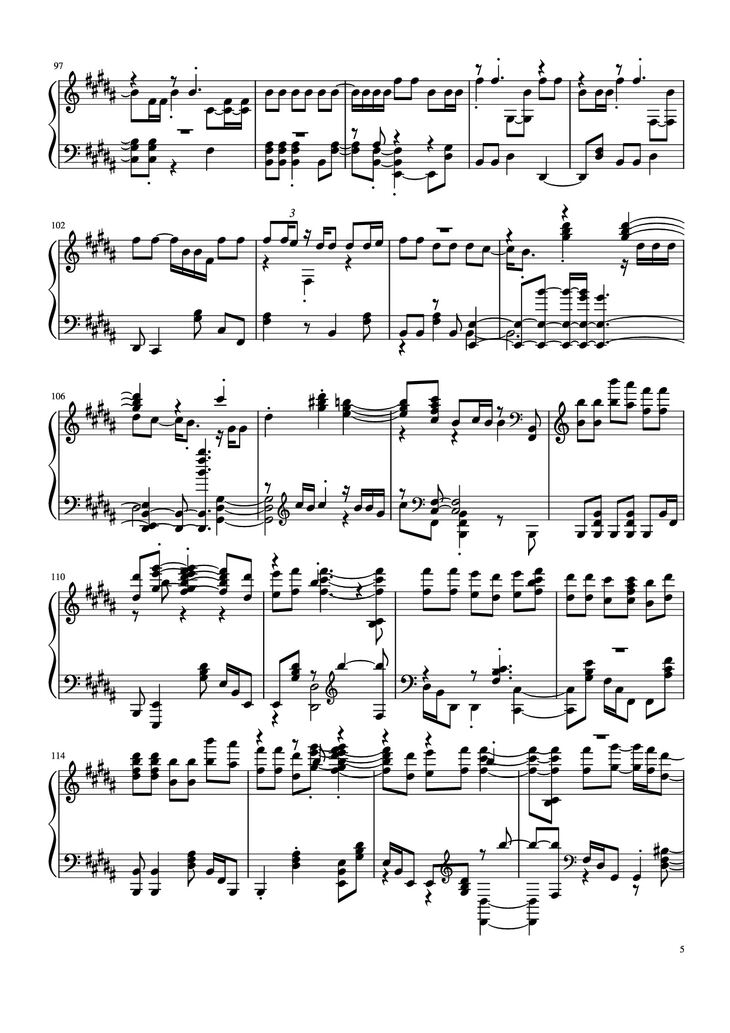 Page 5 of the piano sheet music PDF Piano - Đừng làm trái tim anh đau Piano by Bởi: Sơn Tùng M-PT