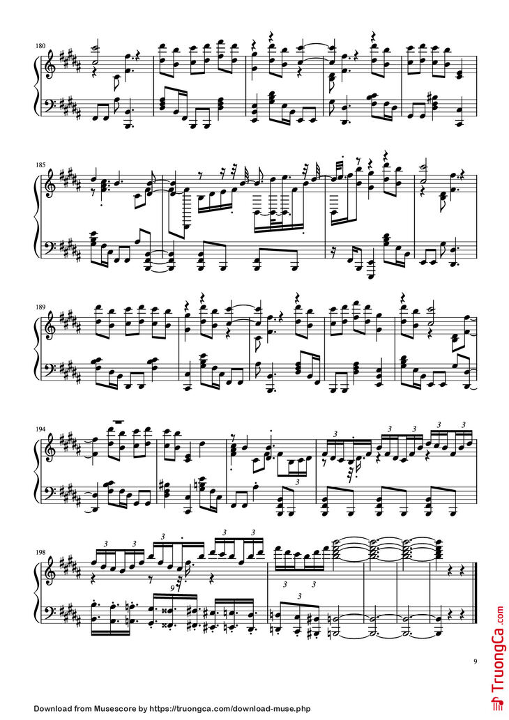 Page 9 of the piano sheet music PDF Piano - Đừng làm trái tim anh đau Piano by Bởi: Sơn Tùng M-PT