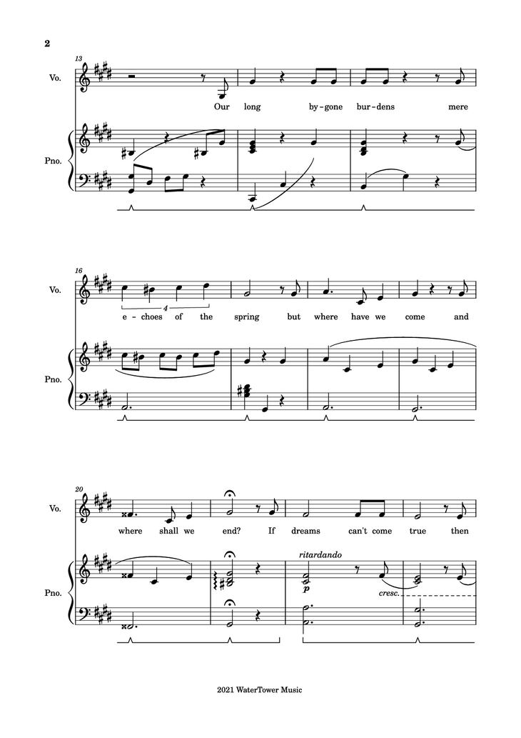 Page 2 of the piano sheet music PDF Piano - Into the Unknown Piano by The Blasting Company