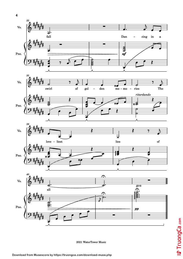 Page 4 of the piano sheet music PDF Piano - Into the Unknown Piano by The Blasting Company