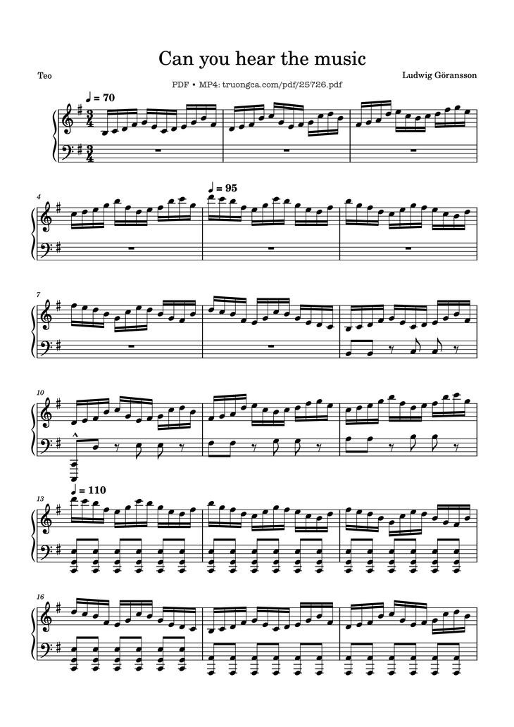 Page 1 of the piano sheet music PDF Piano - Can You Hear The Music Piano Easy by Oppenheimer