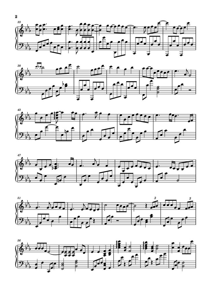 Page 2 of the piano sheet music PDF Piano - Sài gòn đau lòng quá Piano by Source: Youtube NTHAudio
