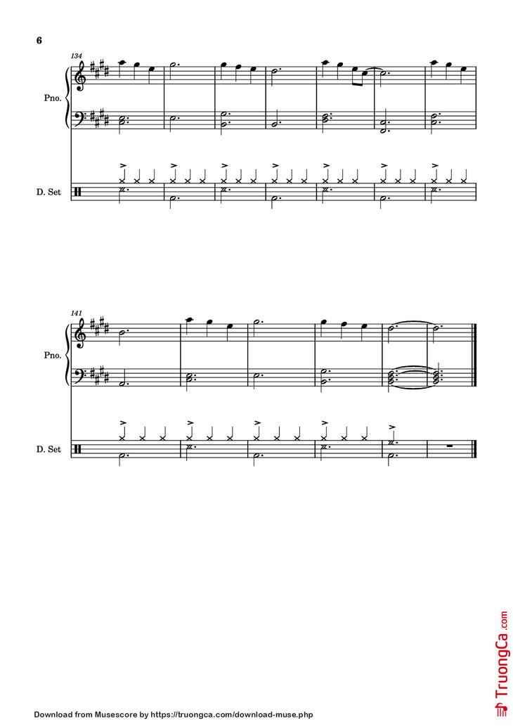 Page 6 of the piano sheet music PDF Piano - Those Eyes Piano by Words and Music by