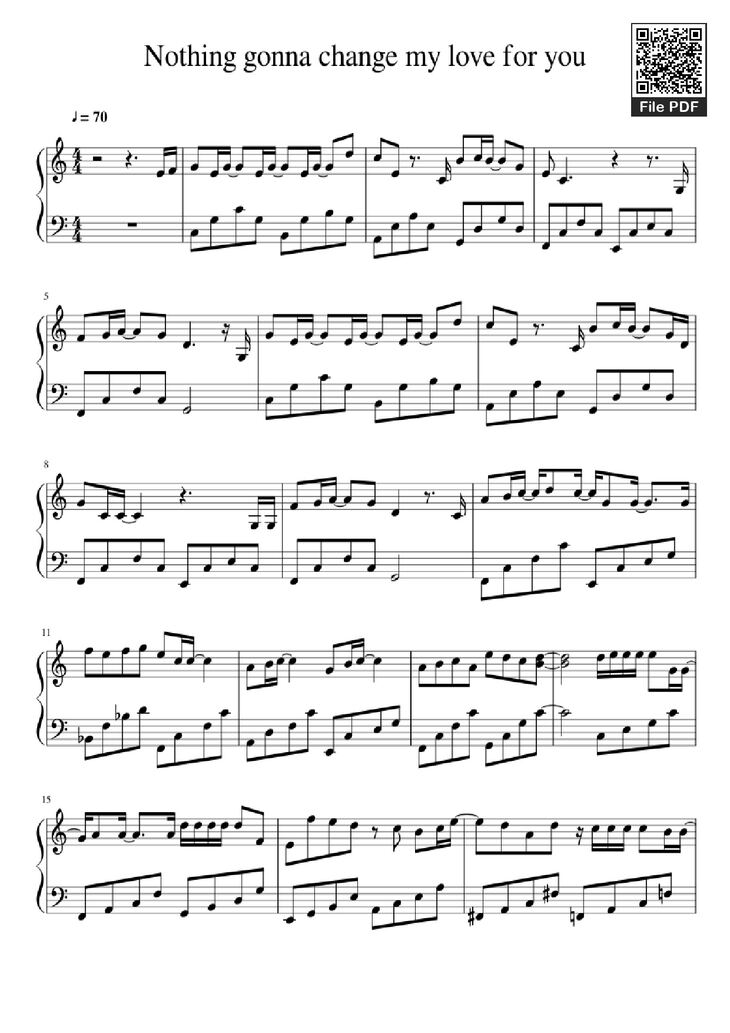 Page 1 of the piano sheet music PDF Piano - Nothing gonna change my love for you Piano easy by George Benson