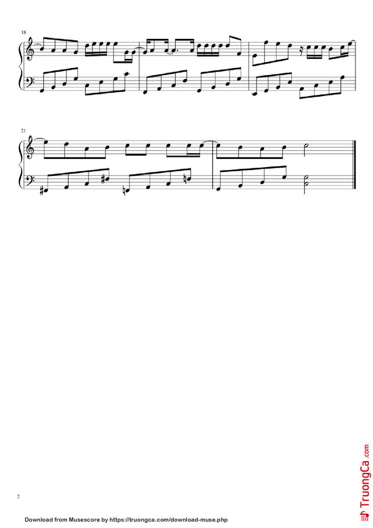 Page 2 of the piano sheet music PDF Piano - Nothing gonna change my love for you Piano easy by George Benson