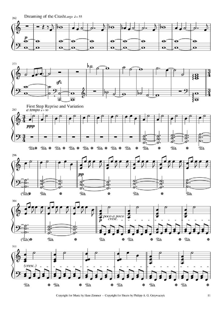 Page 11 of the piano sheet music PDF Piano - Interstellar Piano by Hans Zimmer