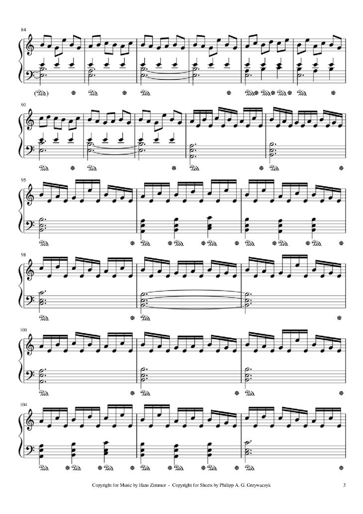 Page 3 of the piano sheet music PDF Piano - Interstellar Piano by Hans Zimmer