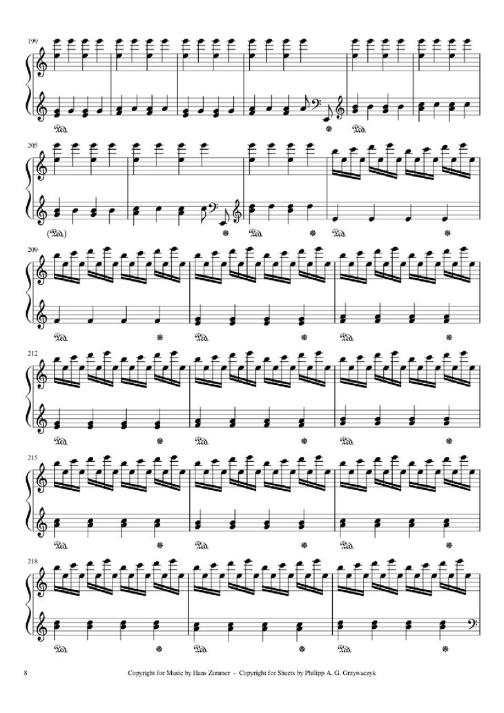 Page 8 of the piano sheet music PDF Piano - Interstellar Piano by Hans Zimmer