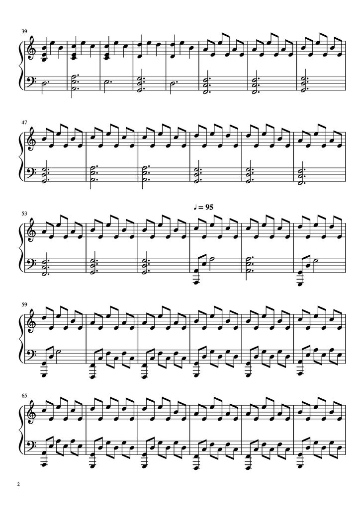 Page 2 of the piano sheet music PDF Piano - Interstellar Main Theme Piano (Easy) by Hans Zimmer