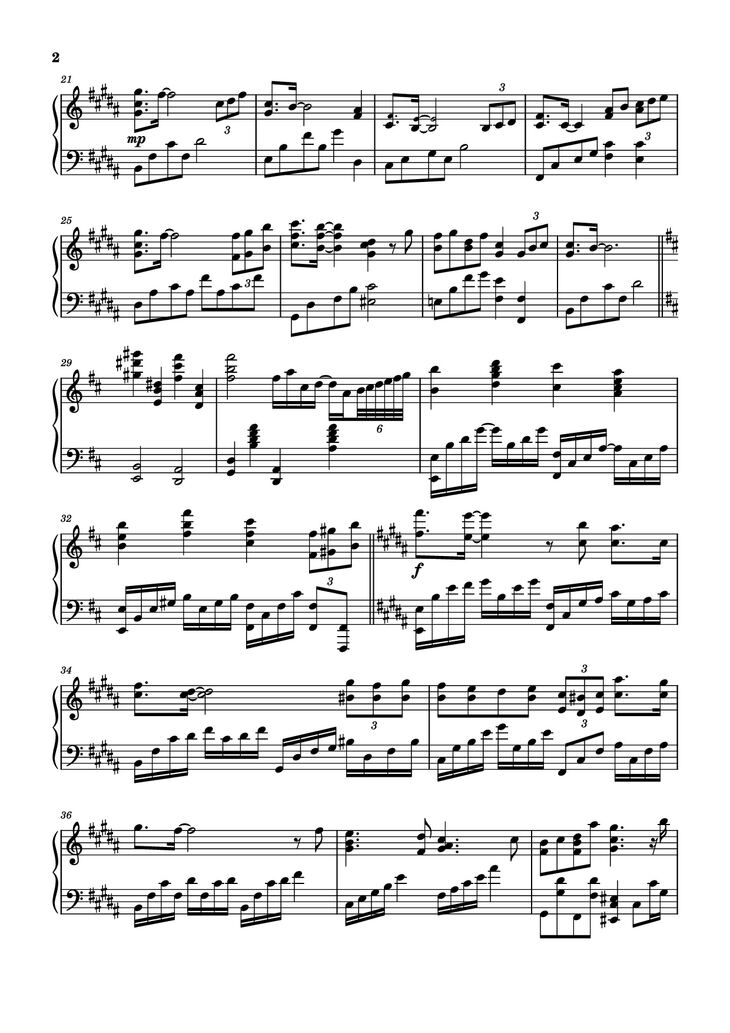 Page 2 of the piano sheet music PDF Piano - Listen Not - 《勿听》 Piano by Undefined
