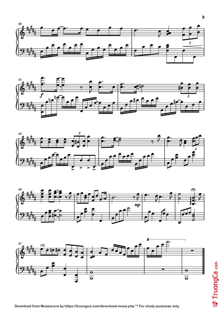 Page 3 of the piano sheet music PDF Piano - Listen Not - 《勿听》 Piano by Undefined