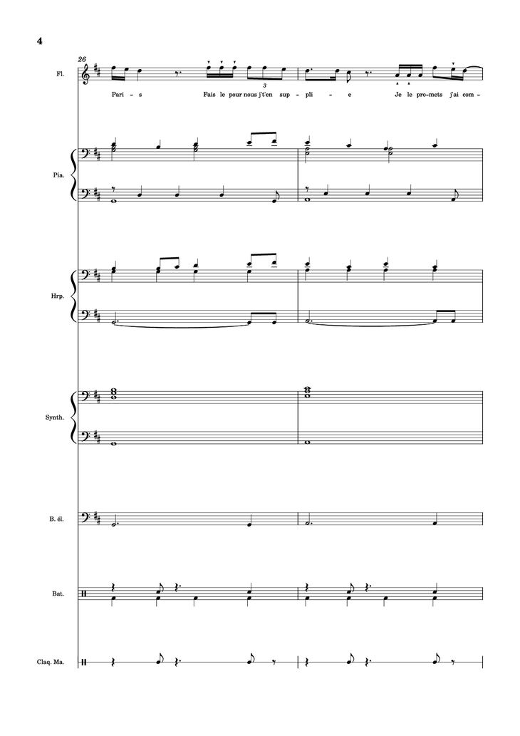 Page 4 of the piano sheet music PDF Piano Guitar Tab - MON AMOUR Piano by Slimane