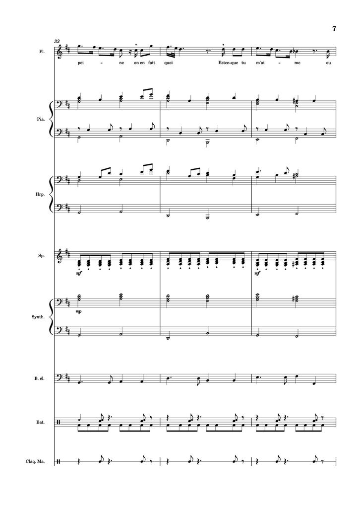 Page 7 of the piano sheet music PDF Piano Guitar Tab - MON AMOUR Piano by Slimane