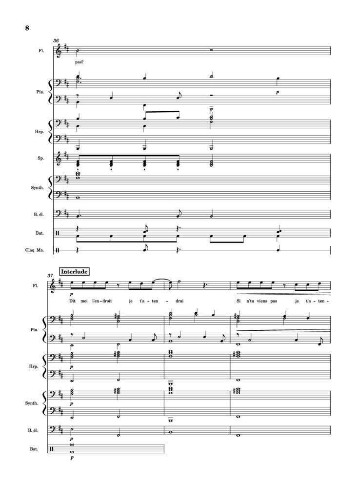 Page 8 of the piano sheet music PDF Piano Guitar Tab - MON AMOUR Piano by Slimane