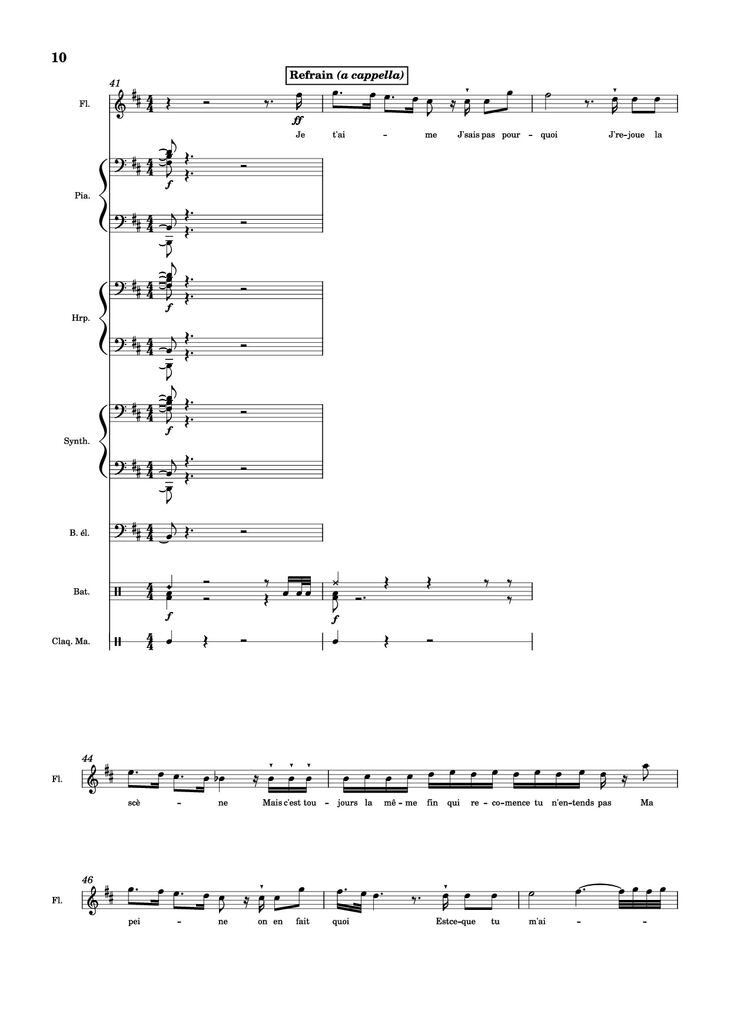 Page 10 of the piano sheet music PDF Piano Guitar Tab - MON AMOUR Piano by Slimane