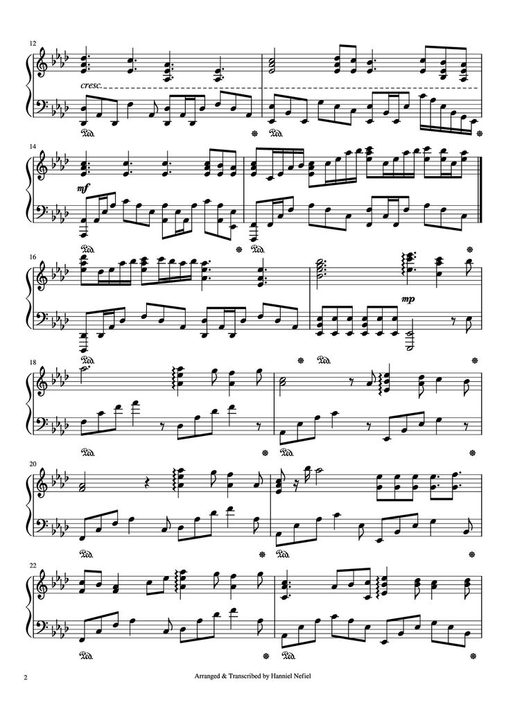 Page 2 of the piano sheet music PDF Piano - Perfect Piano by Ed Sheeran