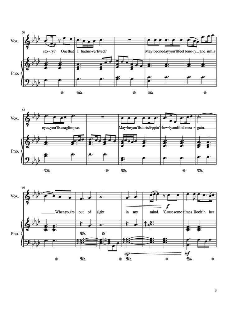 Page 5 of the piano sheet music PDF Piano - Glimpse Of Us Piano by Joji arr. Daniel Almaraz
