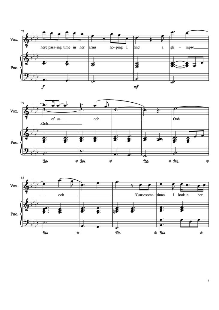 Page 7 of the piano sheet music PDF Piano - Glimpse Of Us Piano by Joji arr. Daniel Almaraz