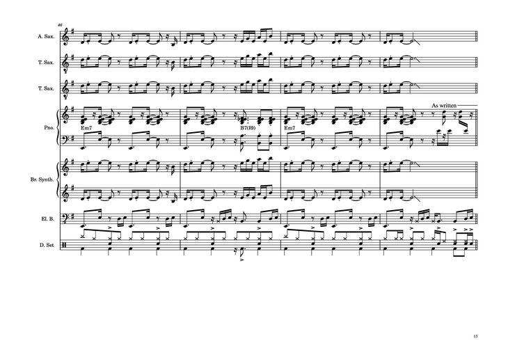 Page 13 of the piano sheet music PDF Piano Guitar Tab - 176th Street Piano by Transcribed by
