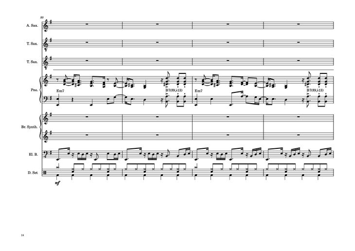 Page 14 of the piano sheet music PDF Piano Guitar Tab - 176th Street Piano by Transcribed by