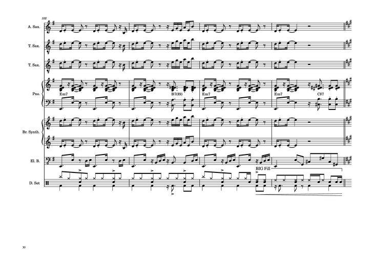 Page 30 of the piano sheet music PDF Piano Guitar Tab - 176th Street Piano by Transcribed by