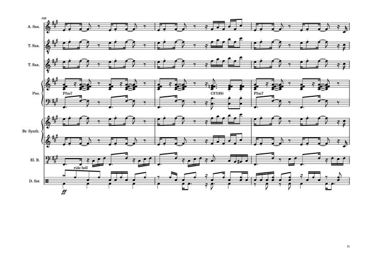 Page 31 of the piano sheet music PDF Piano Guitar Tab - 176th Street Piano by Transcribed by