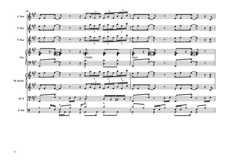 Page 32 of the piano sheet music PDF Piano Guitar Tab - 176th Street Piano by Transcribed by