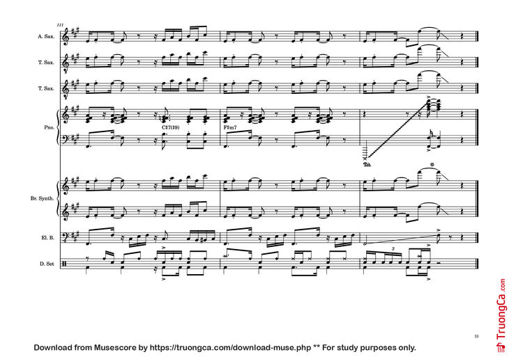 Page 33 of the piano sheet music PDF Piano Guitar Tab - 176th Street Piano by Transcribed by