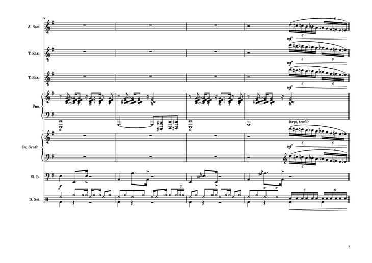 Page 5 of the piano sheet music PDF Piano Guitar Tab - 176th Street Piano by Transcribed by