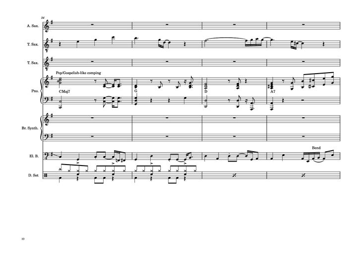 Page 10 of the piano sheet music PDF Piano Guitar Tab - 176th Street Piano by Transcribed by