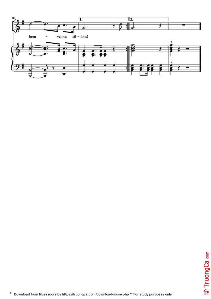 Page 6 of the piano sheet music PDF Piano - La Marseillaise Piano by Claude Joseph Rouget de Lisle