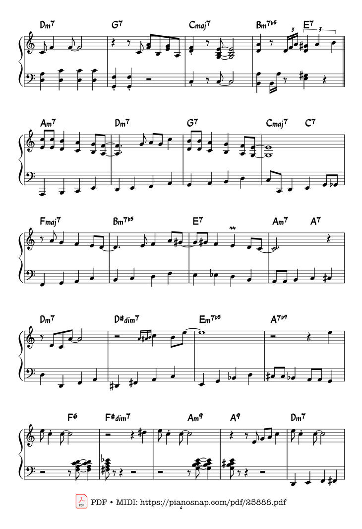 Page 2 of the piano sheet music PDF Piano - FLY ME TO THE MOON Piano by Bart Howard