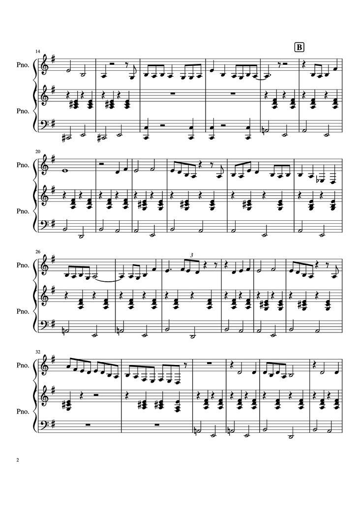 Page 2 of the piano sheet music PDF Piano - Never Ever Getting Rid of Me Piano by Undefined