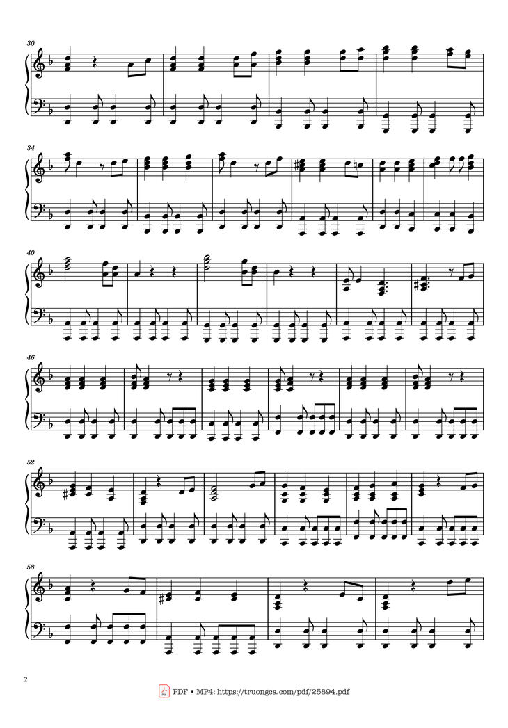 Page 2 of the piano sheet music PDF Piano - He