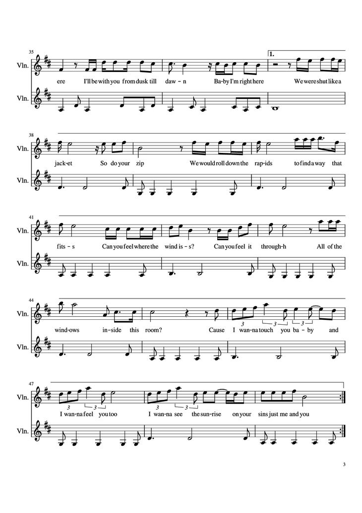 Page 3 of the piano sheet music PDF - Dusk Till Dawn Violin by Zayn feat. Sia