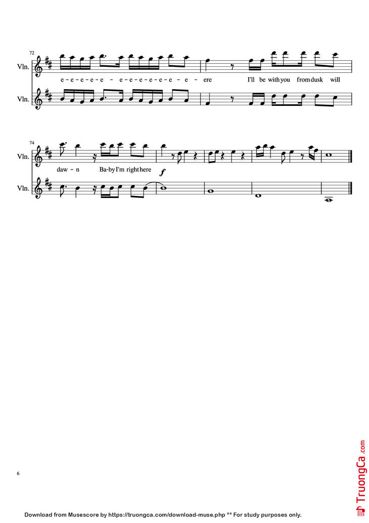 Page 6 of the piano sheet music PDF - Dusk Till Dawn Violin by Zayn feat. Sia