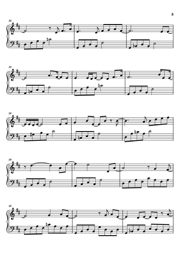 Page 3 of the piano sheet music PDF Piano - SEASONS Piano by Wave to earth
