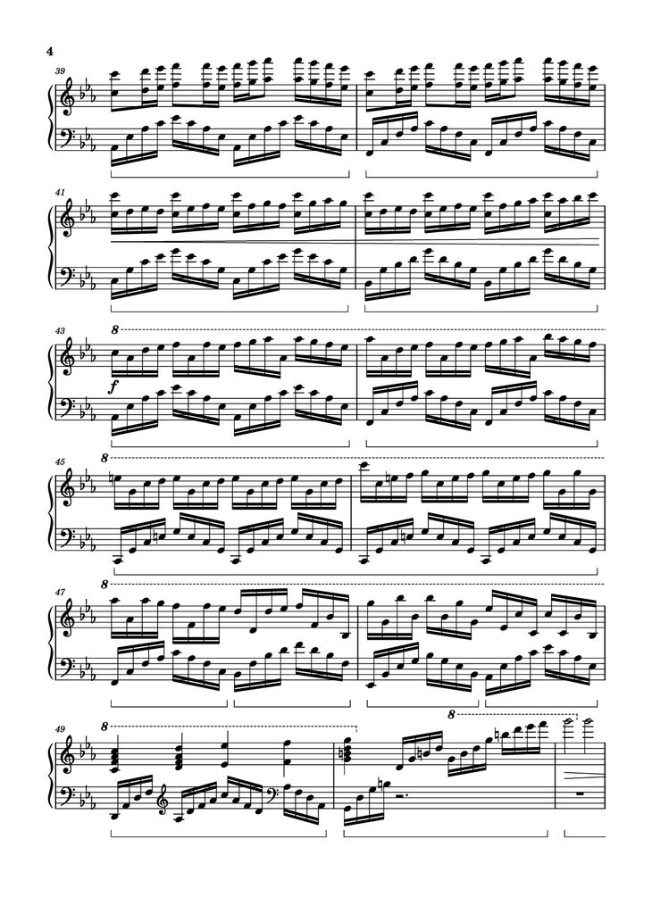 Page 4 of the piano sheet music PDF Piano - ICARUS Piano by Arr.: Dave