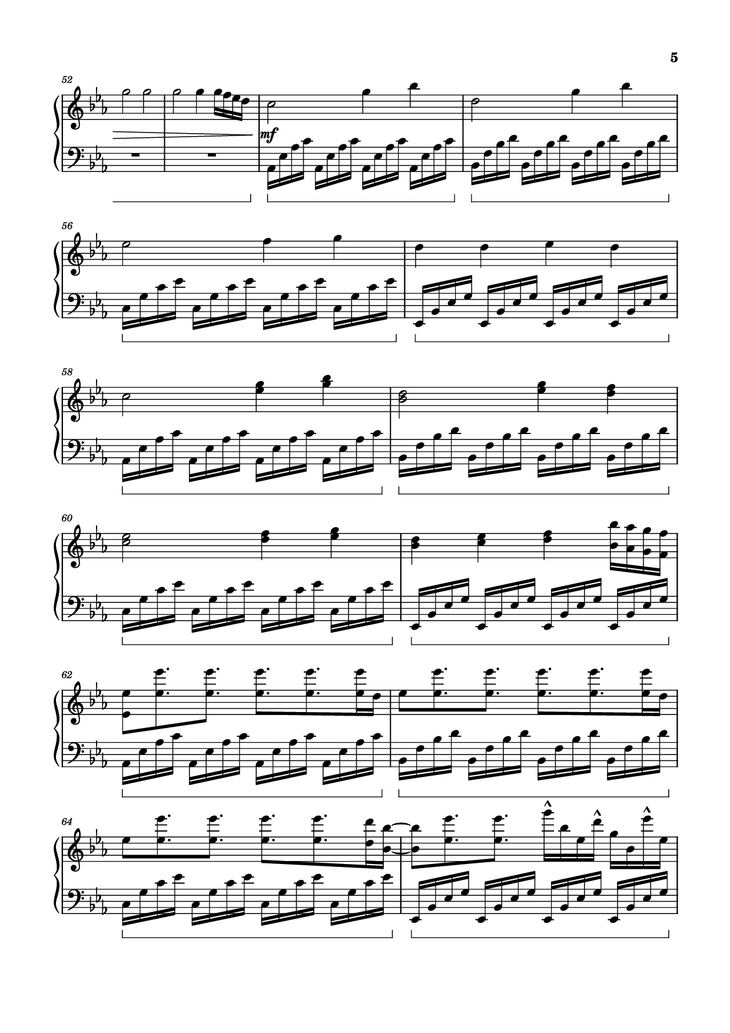 Page 5 of the piano sheet music PDF Piano - ICARUS Piano by Arr.: Dave