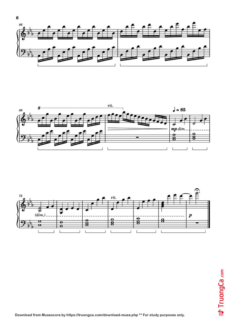 Page 6 of the piano sheet music PDF Piano - ICARUS Piano by Arr.: Dave