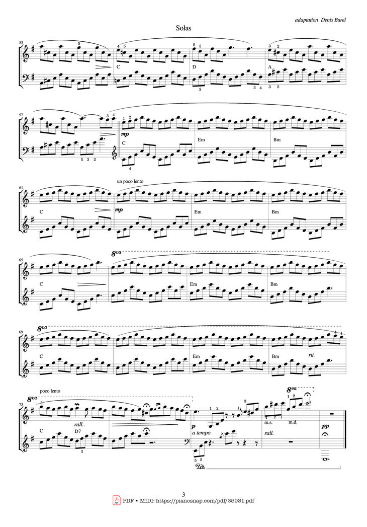 Page 3 of the piano sheet music PDF Piano - Solas - Jamie Duffy Piano by Jamie Duffy