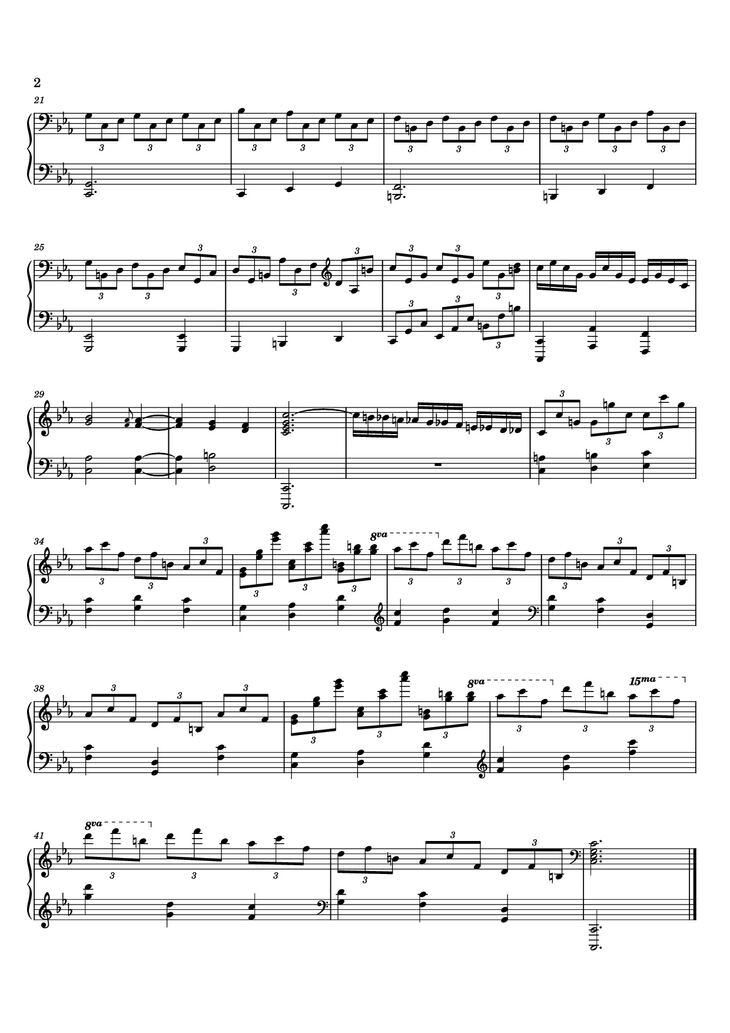 Page 2 of the piano sheet music PDF - 12 Valses mélancoliques III - Dance of the Cranes - No. 1 in C Minor by Stephan Beneking