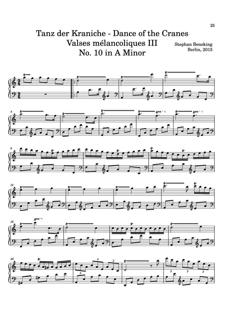 Page 25 of the piano sheet music PDF - 12 Valses mélancoliques III - Dance of the Cranes - No. 1 in C Minor by Stephan Beneking