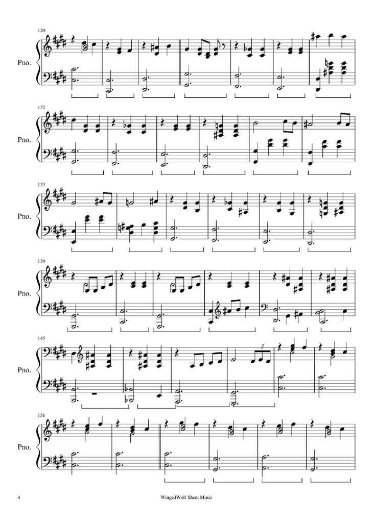 Page 4 of the piano sheet music PDF Piano - Hijo de la Luna Piano by Originally by Mecano Covered by Octavio Vazquez